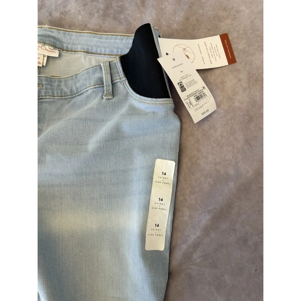 Ingrid & Isabel Maternity‎ Skinny Jeans 14 Light Wash Stretch Blue Denim NWT